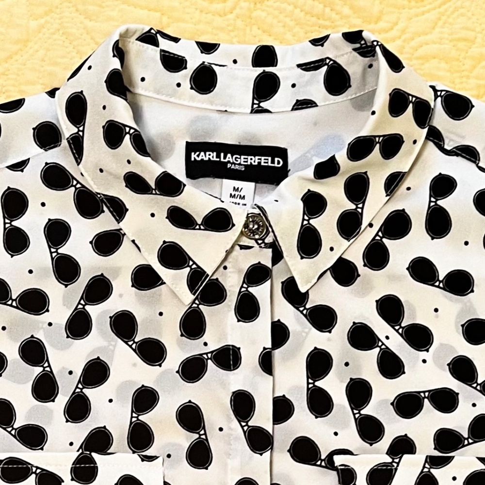 KARL LAGERFELD PARIS Graphic Print Long Sleeve Blouse